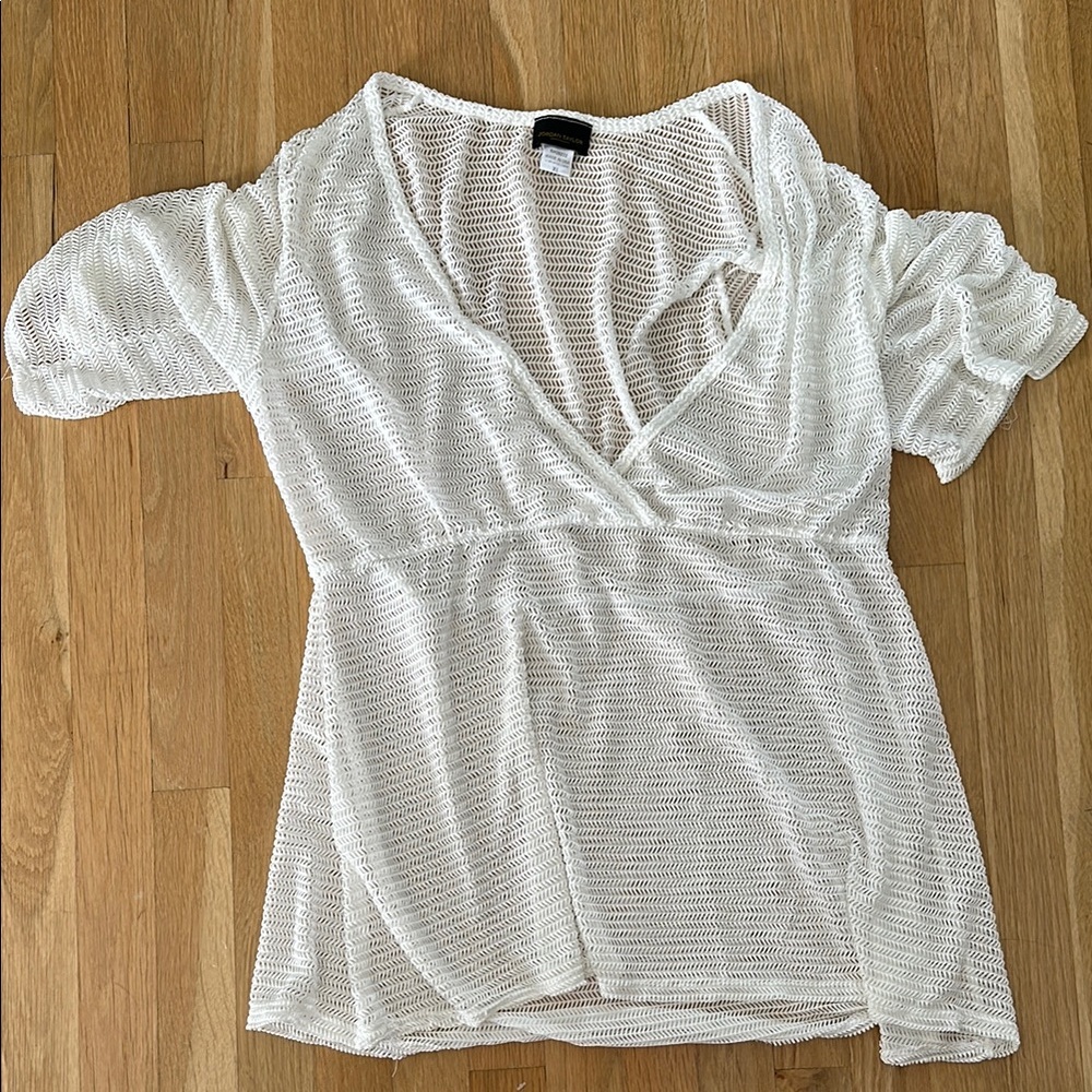 Elegant White Mesh Wrap Top